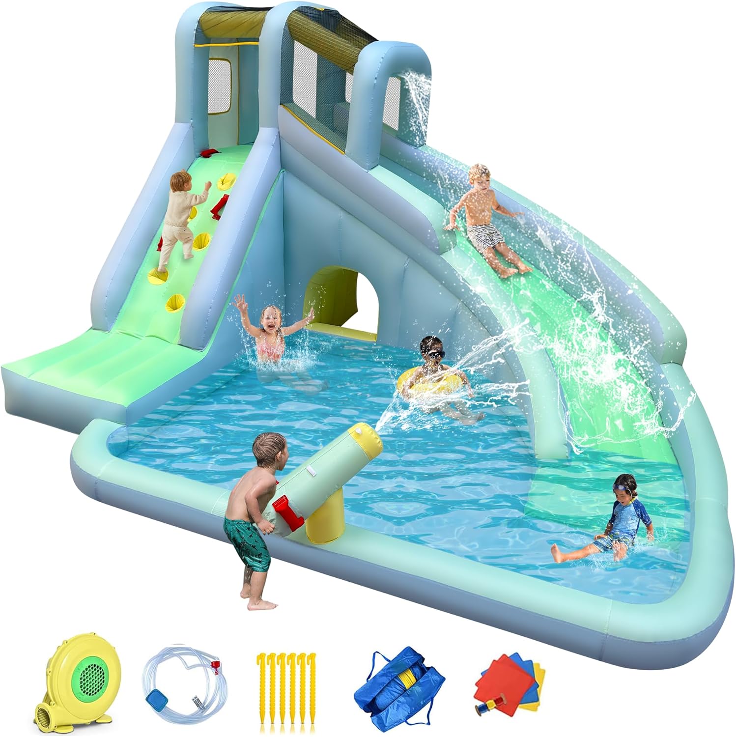 Kids Outdoor Water Park - Parc aquatique gonflable 6-en-1 pour enfants,