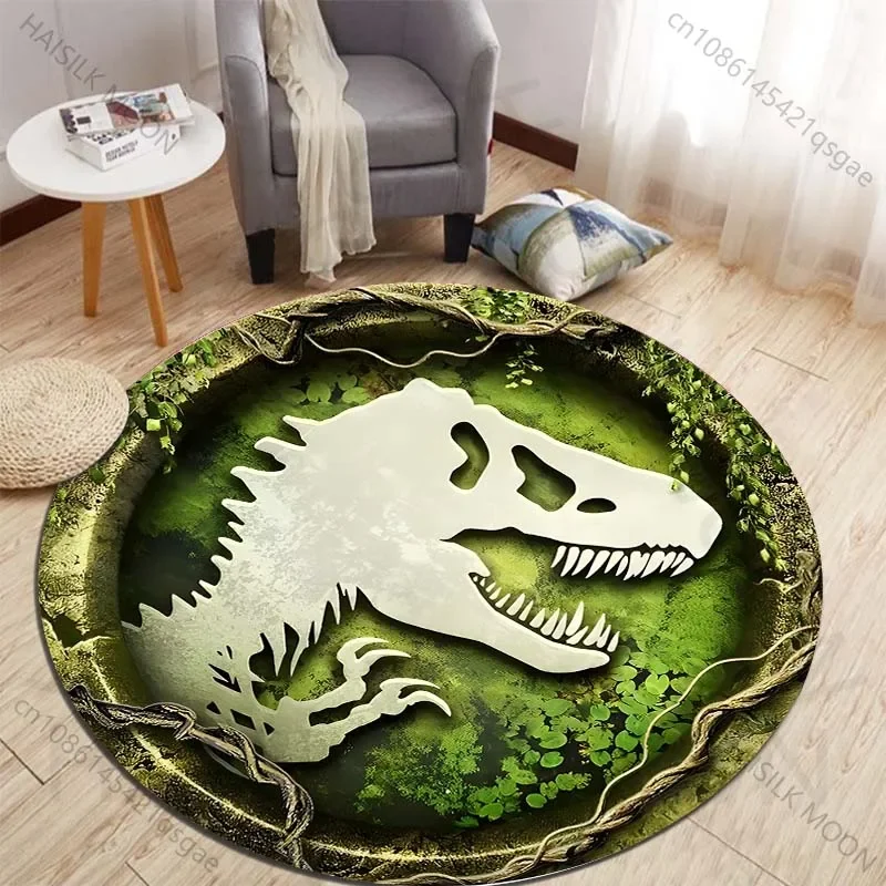 Kids Outdoor Mat Waterproof - Tapis ronds imprimé dinosaure HD 3D,