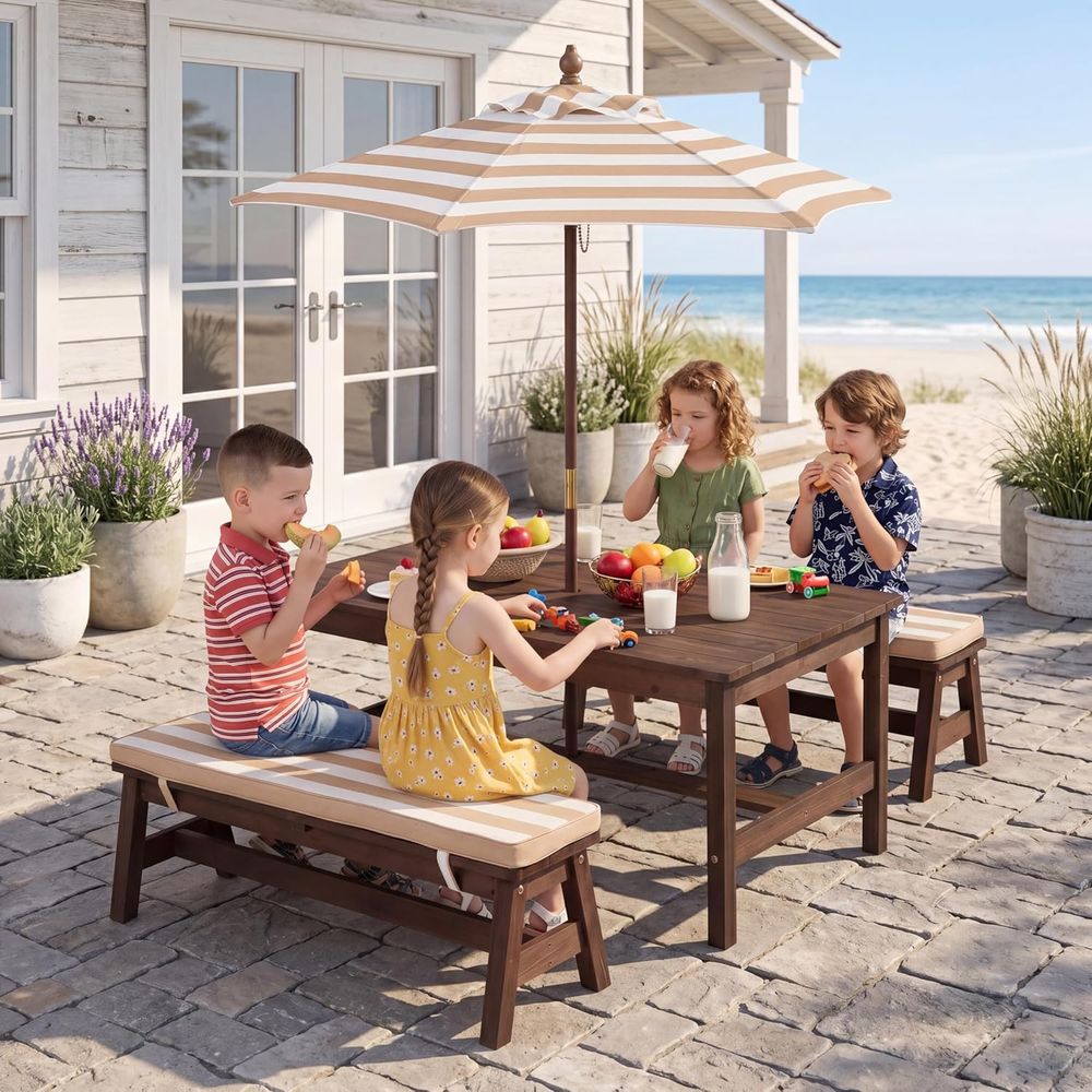 Kids Outdoor Umbrella - Table de pique-nique pour enfants, grand