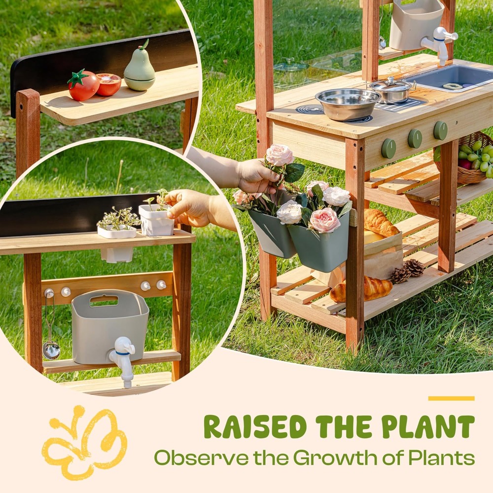 Kids Outdoor Sink - Cuisine en bois pour enfants, jeu