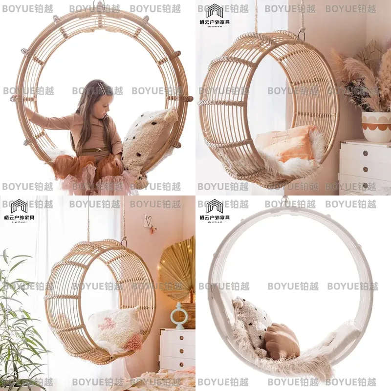 Kids Outdoor Hanging Chair - Fauteuil à bascule en rotin d'extérieur,