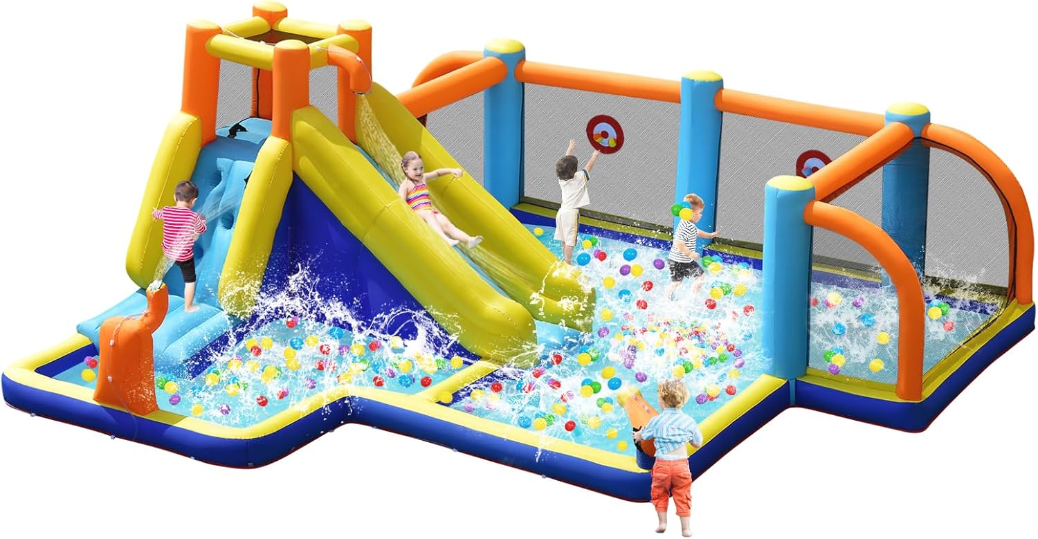 Kids Outdoor Water Park - Toboggan aquatique gonflable géant avec buts