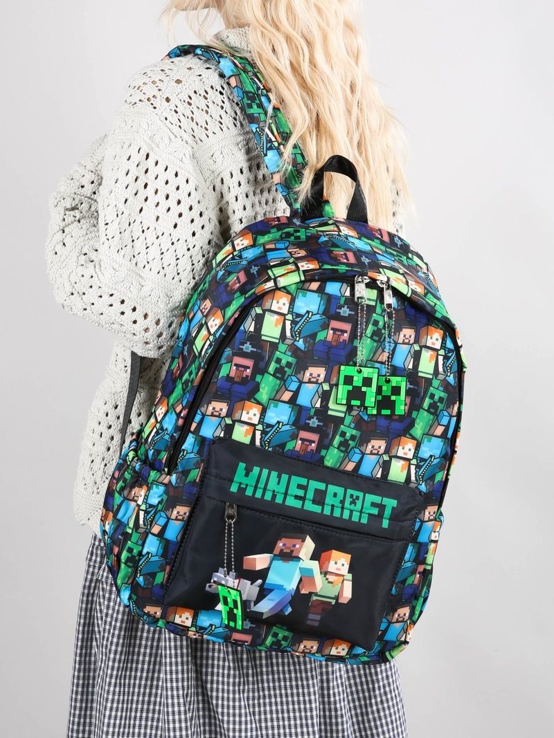 Kids Outdoor Backpack - Sac à dos Minecraft imprimé graffiti,