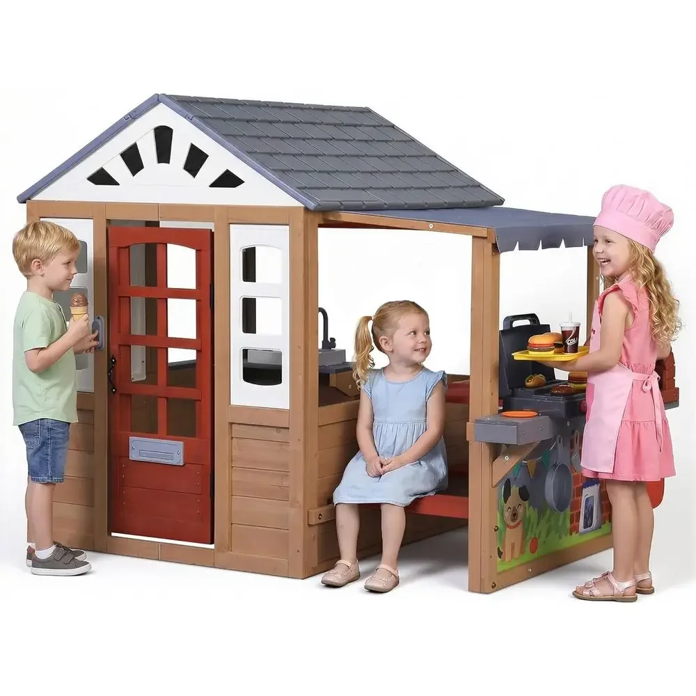 Kids Outdoor Playhouse - Maison de jeu en bois pour