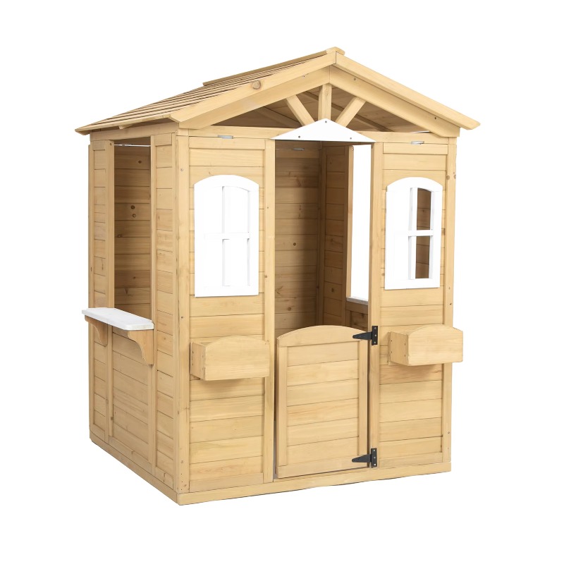 Kids Outdoor Playhouse - Maisonnette de jeu en bois massif