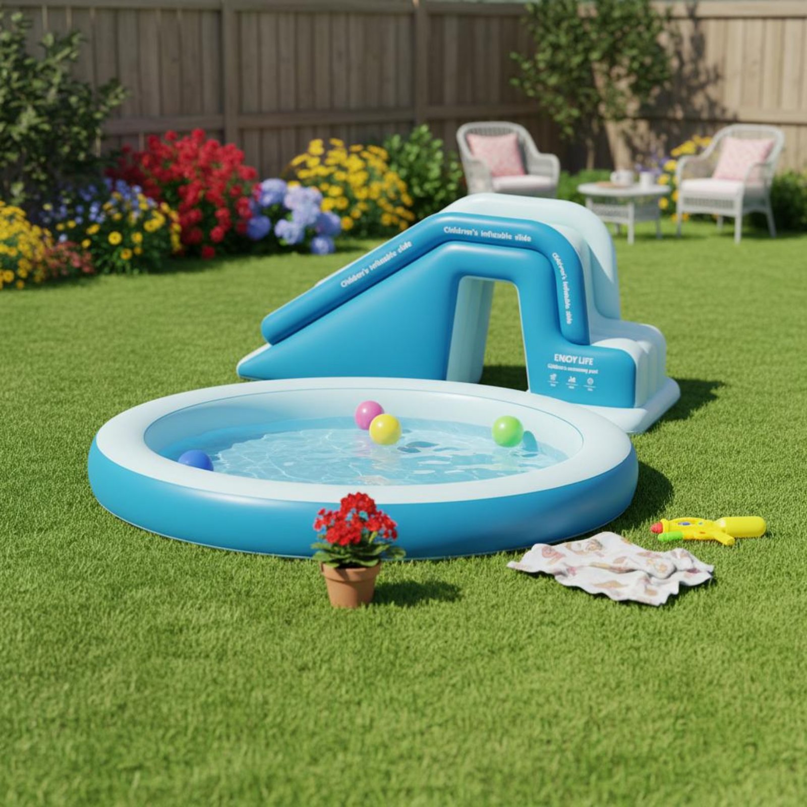 Toboggan gonflable pliable pou - Kids Outdoor Water Park avis et prix
